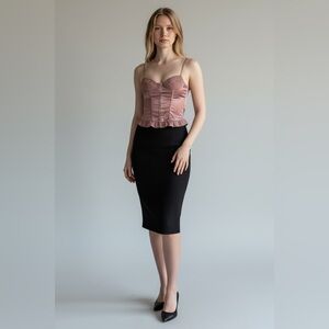 PrettyLittleThing Satin Corset Top (Size 4) Mauve